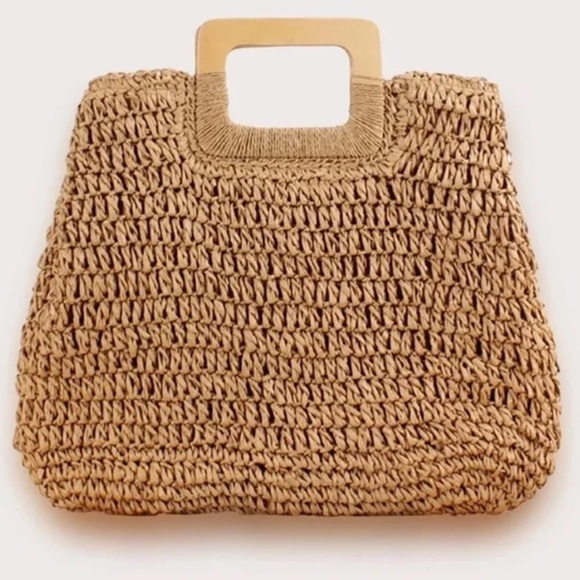 Boho straw large tote top handle summer bag - Picture 9 of 16